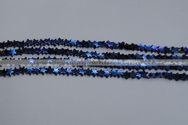 CHE942 15.5 inches 4mm star plated hematite beads wholesale