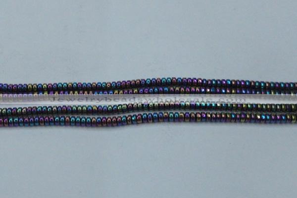 CHE963 15.5 inches 1.5*3mm rondelle plated hematite beads wholesale