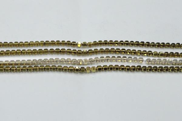 CHE983 15.5 inches 4*4mm plated hematite beads wholesale