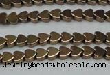 CHE993 15.5 inches 4*4mm heart plated hematite beads wholesale