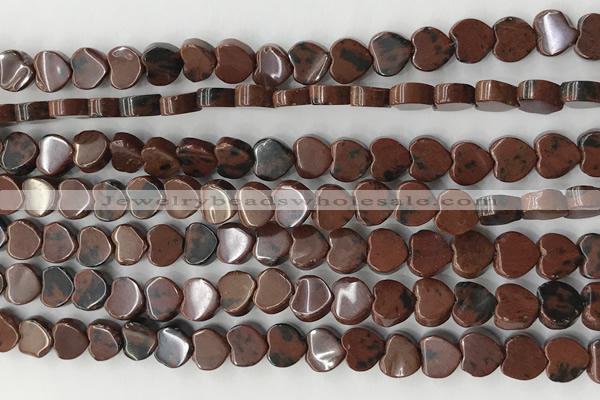 CHG105 15.5 inches 6mm flat heart mahogany obsidian beads wholesale