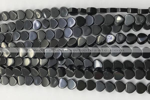 CHG106 15.5 inches 6mm flat heart black stone beads wholesale