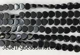 CHG120 15.5 inches 8mm flat heart black stone beads wholesale