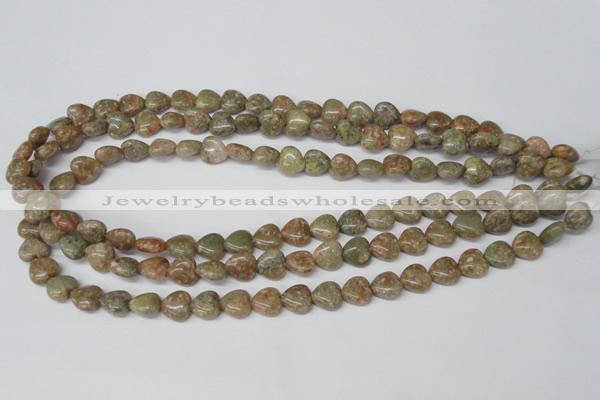 CHG14 15.5 inches 10*10mm heart New unakite gemstone beads wholesale