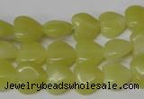 CHG16 15.5 inches 10*10mm heart lemon jade gemstone beads wholesale