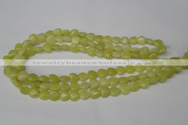 CHG16 15.5 inches 10*10mm heart lemon jade gemstone beads wholesale