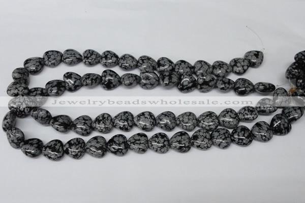 CHG37 15.5 inches 12*12mm heart snowflake obsidian beads wholesale