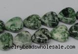 CHG38 15.5 inches 12*12mm heart green spot jasper beads wholesale