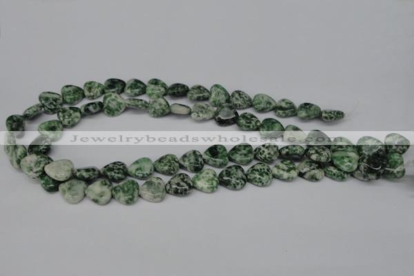 CHG38 15.5 inches 12*12mm heart green spot jasper beads wholesale