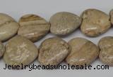 CHG41 15.5 inches 14*14mm heart picture jasper beads wholesale