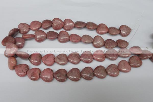 CHG42 15.5 inches 14*14mm heart rhodochrosite beads wholesale