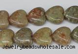 CHG45 15.5 inches 14*14mm heart New unakite gemstone beads wholesale