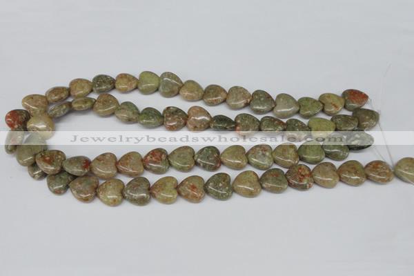 CHG45 15.5 inches 14*14mm heart New unakite gemstone beads wholesale