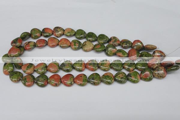 CHG48 15.5 inches 14*14mm heart unakite gemstone beads wholesale