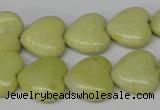 CHG52 15.5 inches 14*14mm heart lemon jade gemstone beads wholesale