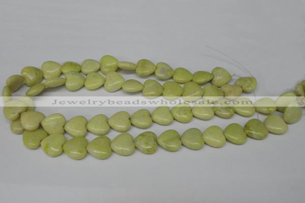 CHG52 15.5 inches 14*14mm heart lemon jade gemstone beads wholesale