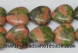 CHG60 15.5 inches 16*16mm heart unakite gemstone beads wholesale