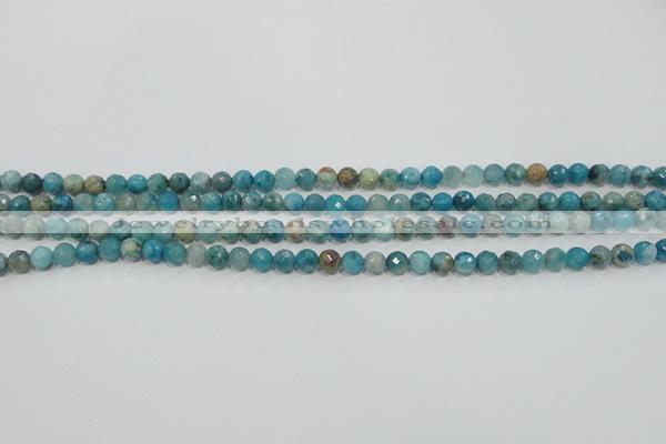 CHM210 15.5 inches 4mm faceted round blue hemimorphite beads