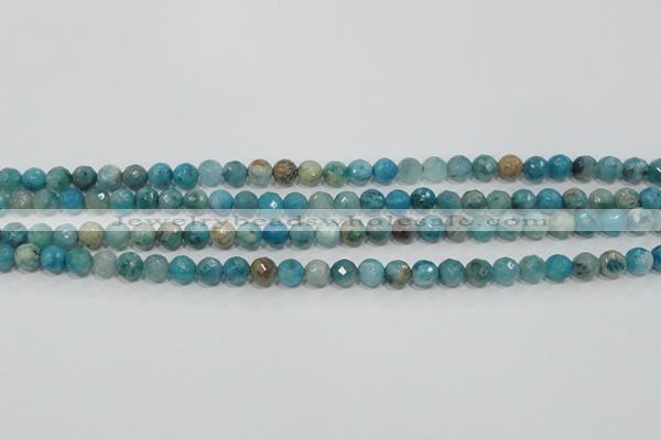 CHM211 15.5 inches 6mm faceted round blue hemimorphite beads