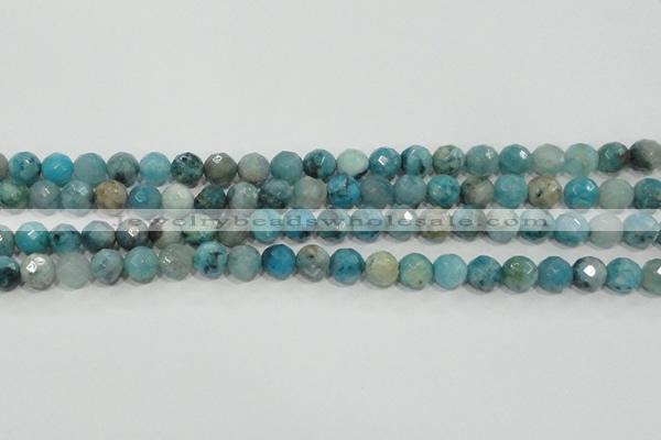 CHM213 15.5 inches 10mm faceted round blue hemimorphite beads