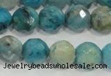 CHM215 15.5 inches 14mm faceted round blue hemimorphite beads