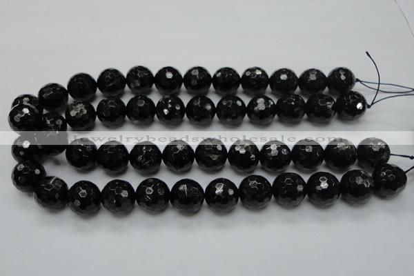 CHS06 15.5 inches 16mm faceted round natural hypersthene gemstone beads