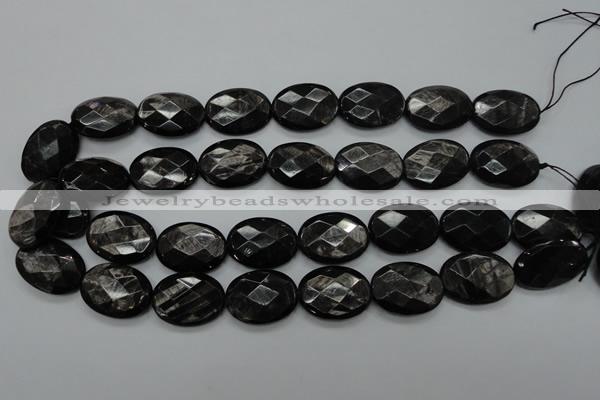 CHS08 15.5 inches 18*25mm faceted oval natural hypersthene gemstone beads