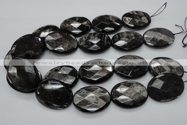 CHS10 15.5 inches 30*40mm faceted oval natural hypersthene gemstone beads