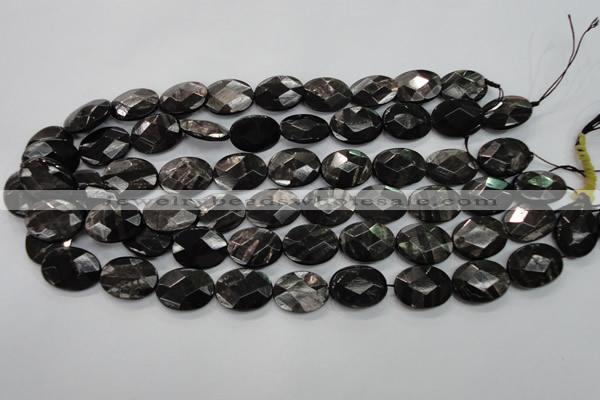 CHS15 15.5 inches 15*20mm faceted oval natural hypersthene beads