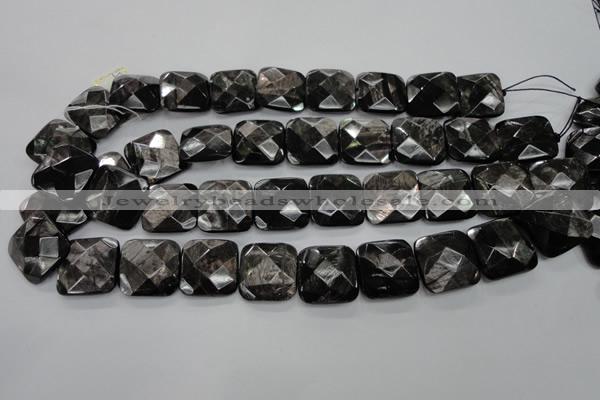 CHS28 15.5 inches 20*20mm faceted square natural hypersthene beads