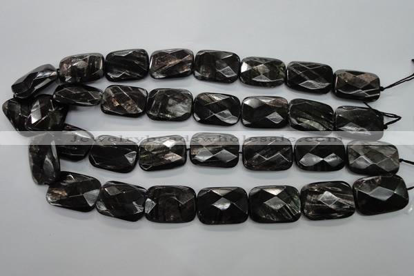 CHS39 15.5 inches 18*25mm faceted rectangle natural hypersthene beads