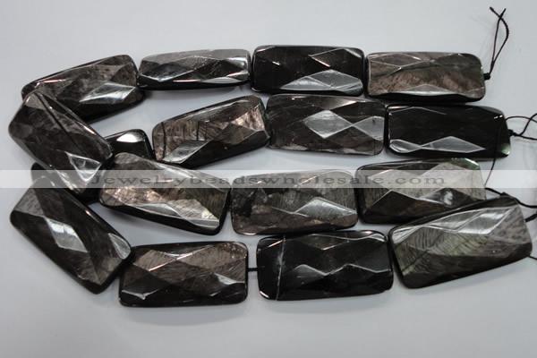 CHS42 15.5 inches 25*50mm faceted rectangle natural hypersthene beads