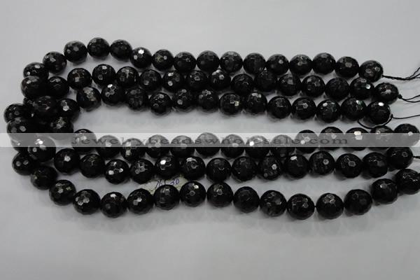 CHS47 15.5 inches 12mm faceted round natural hypersthene beads