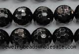 CHS48 15.5 inches 14mm faceted round natural hypersthene beads