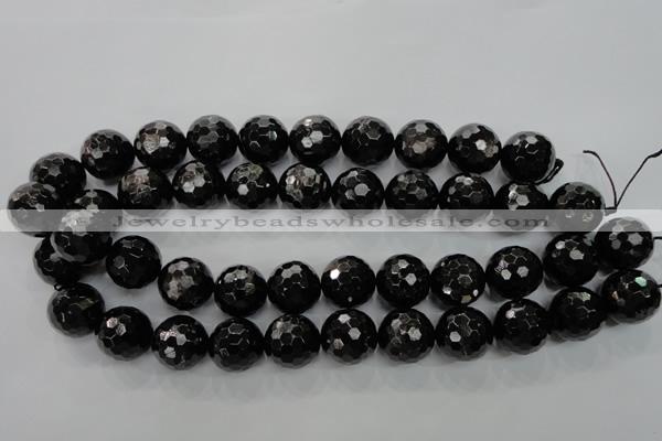 CHS50 15.5 inches 18mm faceted round natural hypersthene beads