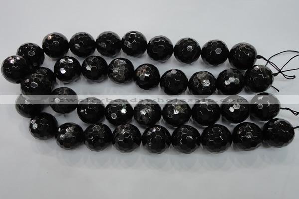 CHS51 15.5 inches 20mm faceted round natural hypersthene beads