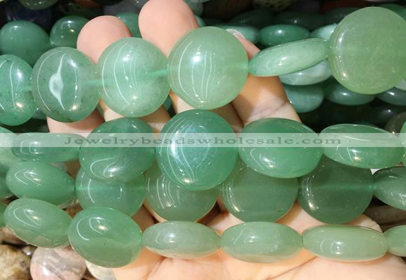 CIBS04 15 inches 20mm coin green aventurine gemstone beads wholesale