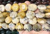 CIBS11 15 inches 20mm coin yellow crazy agate gemstone beads wholesale