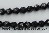 CJB06 16 inches 8mm faceted round natural jet gemstone beads wholesale