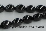 CJB15 16 inches 8*12mm twisted rice natural jet gemstone beads wholesale