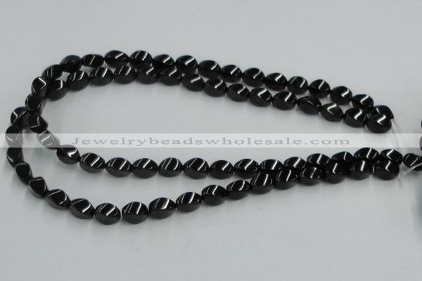 CJB15 16 inches 8*12mm twisted rice natural jet gemstone beads wholesale