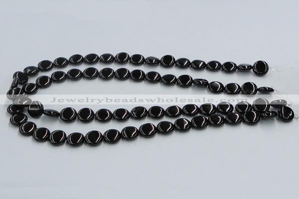 CJB21 16 inches 12mm flat round natural jet gemstone beads wholesale