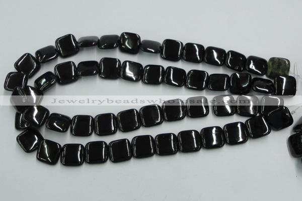 CJB29 16 inches 16*16mm square natural jet gemstone beads wholesale