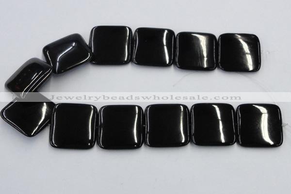 CJB30 16 inches 30*30mm square natural jet gemstone beads wholesale