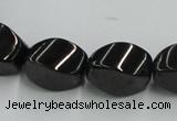 CJB36 16 inches 12*18mm twisted rice natural jet gemstone beads