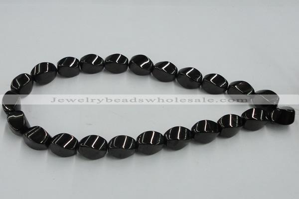 CJB36 16 inches 12*18mm twisted rice natural jet gemstone beads