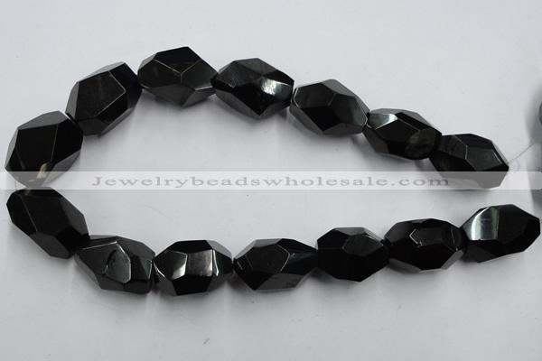 CJB41 16 inches 18*28mm faceted nugget natural jet gemstone beads