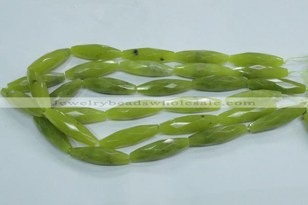 CKA111 15.5 inches 11*40mm faceted rice Korean jade gemstone beads