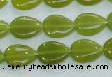 CKA113 15.5 inches 12*16mm flat teardrop Korean jade gemstone beads