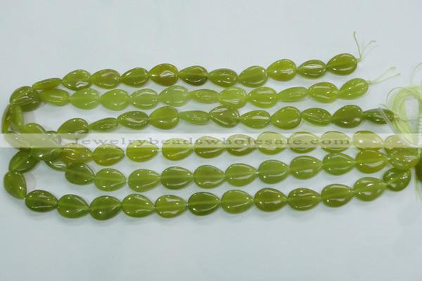 CKA113 15.5 inches 12*16mm flat teardrop Korean jade gemstone beads